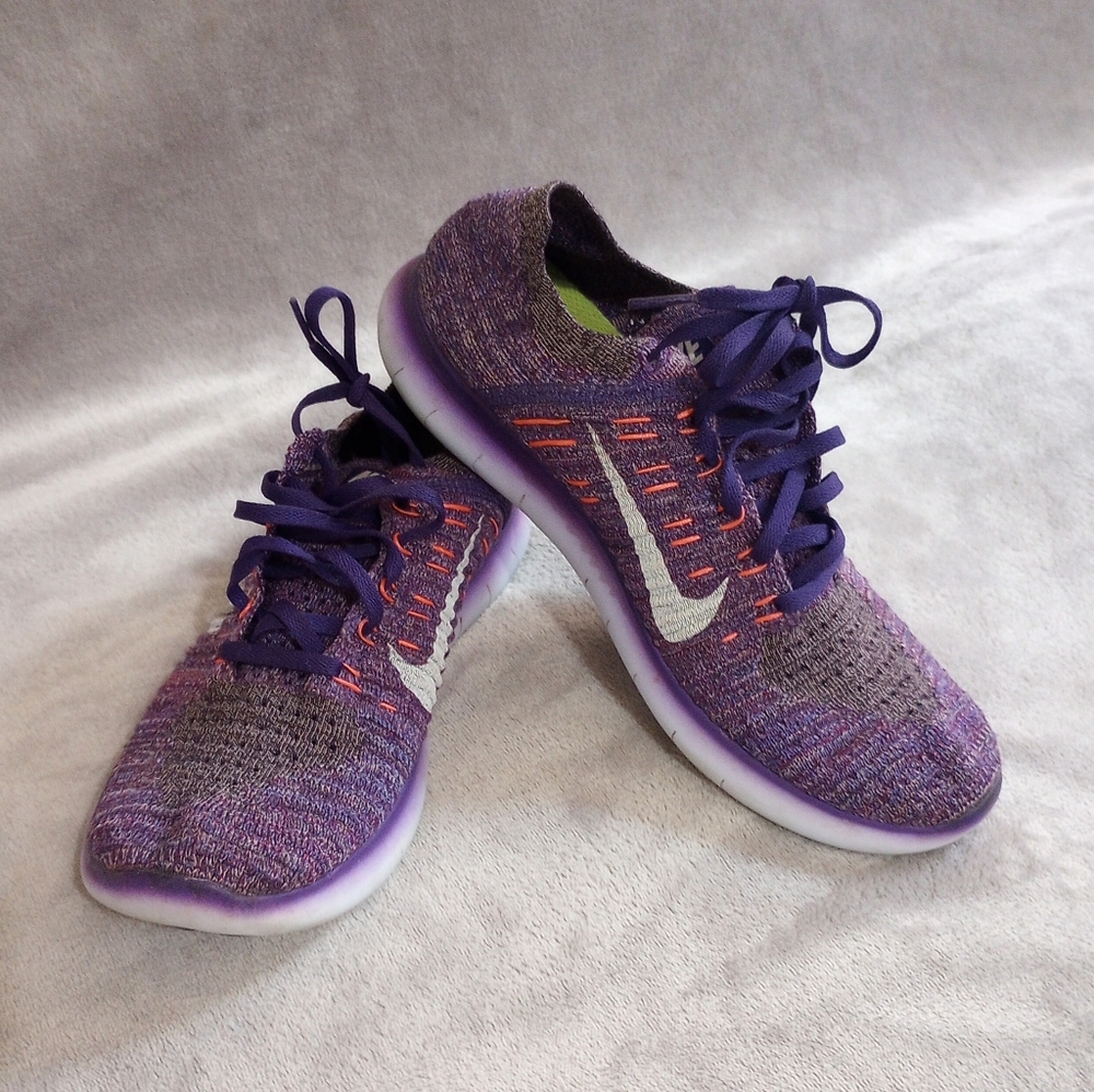 Women's Nike Free Flyknit Running Shoes Purple 9